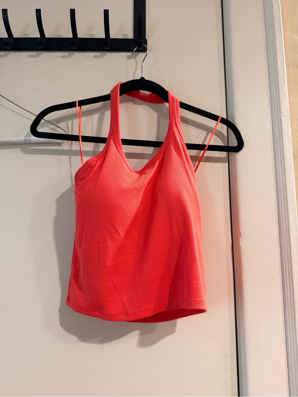 Uniqlo Coral Ribbed Open Back Halter Tank Top